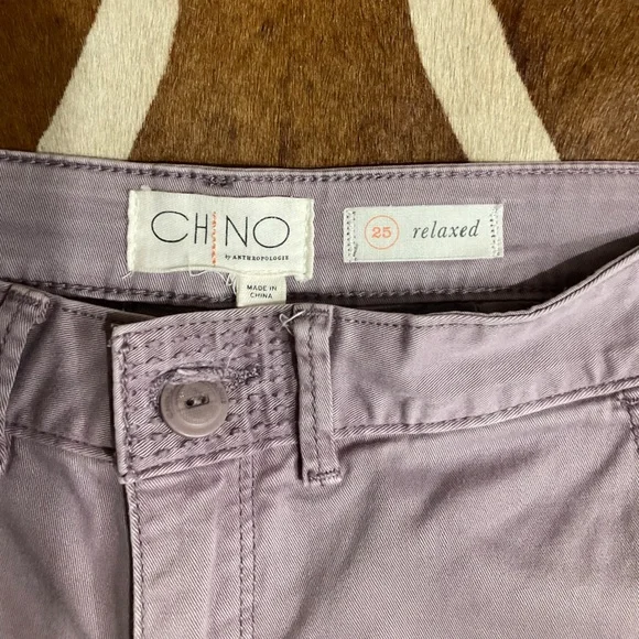 Anthropologie Relaxed Embroidered Chino Trousers in Lilac Size 25 - Picture 6 of 6